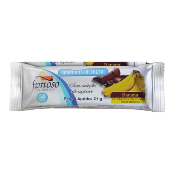 Guarda Chuva de Chocolate Regina. Unidade 15g  Barrinha de Fruta Banana com Chocolate Meio-Amargo. Sem Adição de Açúcar. 21g P0515S 