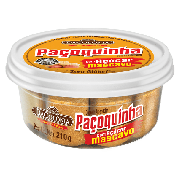 Paçoquinha Rolha com Açúcar Mascavo Da Colonia pote 210g  