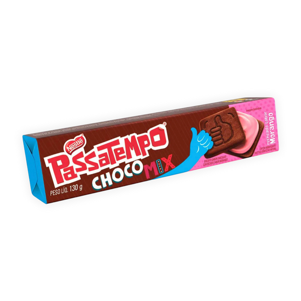 Biscoito  Recheado Passatempo ChocoMix recheado sabor Morango Nestle 130g